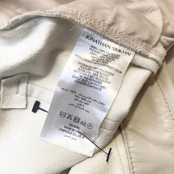 Jonathan Simkhai River High Rise Ceramic Cream Vegan Leather Pants 10 - Picture 12 of 12